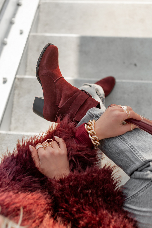 Damenstiefel Naturveloursleder Burgund 119 ElitaBut