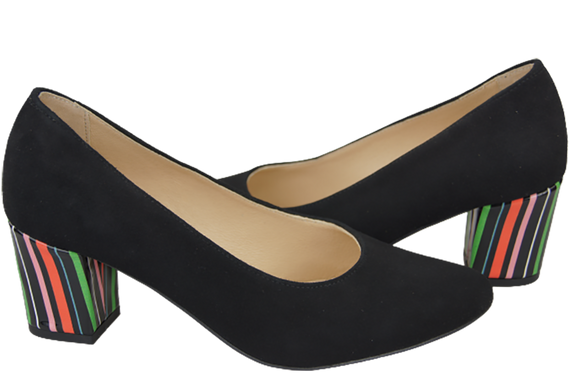 Damenschuhe Pumps Schwarz Natürliches Wildleder Dekorativer Absatz 158 von ElitaBut