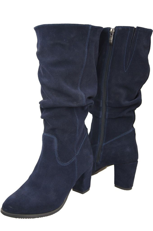 Schuhe Damenstiefel, Naturleder, Velours 141, Marineblau ElitaBut