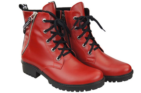Schuhe Damen-Stiefeletten mit der Aufschrift NICE, Naturleder, Rot 173 von ElitaBut
