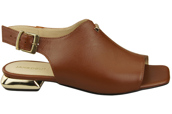 Bequeme Frauenschuhe Sandalen Braun Flacher Goldabsatz Naturleder 207 ElitaBut