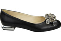 Damen Schwarz Pumps mit Kristallen flach Naturleder 216 ElitaBut