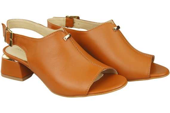 Damenschuhe Sandalen Rot, goldene Schnalle, Naturleder 198 ElitaBut