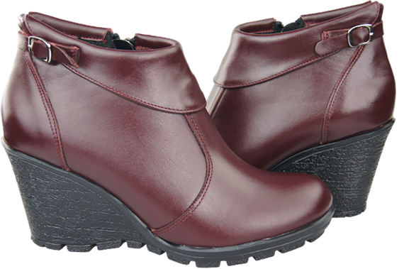 Damenschuhe Keilstiefel, Naturleder, Burgund 739 ElitaBut