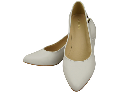 Klassische Glatt Damen Weiß Naturleder Schuhe 213 ElitaBut