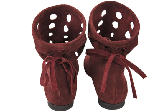 Schuhe Damen-Stiefeletten, natürliches Veloursleder, Burgund 160 ElitaBut