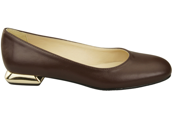 Flache Frauen Schuhe Schokolade Dekorative Ferse Naturleder 209 ElitaBut