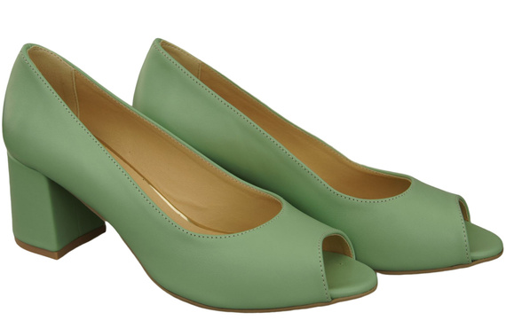 Damenschuhe PEEP TOE Pumps, Mint, Naturleder mit beschichtetem Absatz 192 ElitaBut