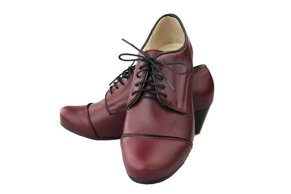 Schuhe Damenschuhe, Schnürschuhe, Naturleder, Burgund 956 ElitaBut