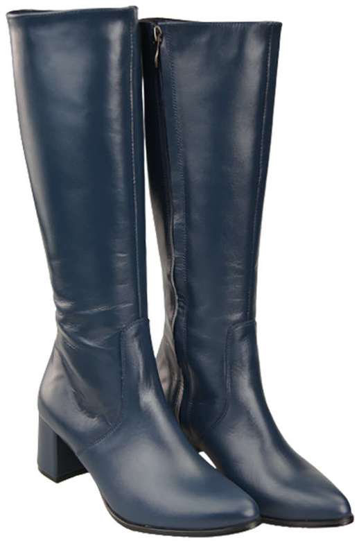 Klassische Damenstiefel, Naturleder, Marineblau 175 ElitaBut