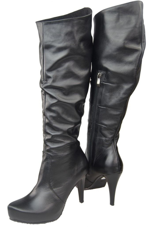 Damen-Plateaustiefel, Naturleder, Schwarz 120 ElitaBut