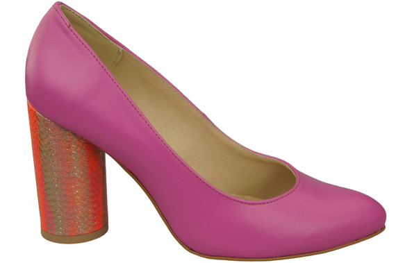 Damenschuhe Pumps Fuchsia Naturleder Bunter dekorativer Absatz 194 ElitaBut