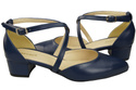 Damen Sandalen Echtleder Marineblau mit Riemen Niedriger Absatz 223 ElitaBut