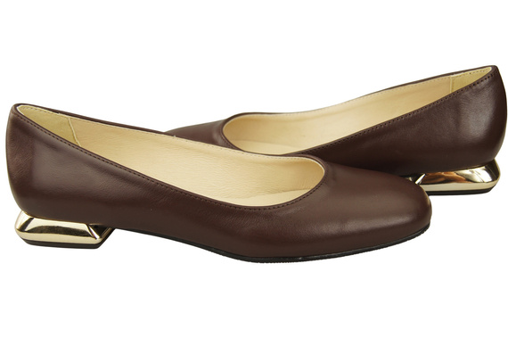 Flache Frauen Schuhe Schokolade Dekorative Ferse Naturleder 209 ElitaBut