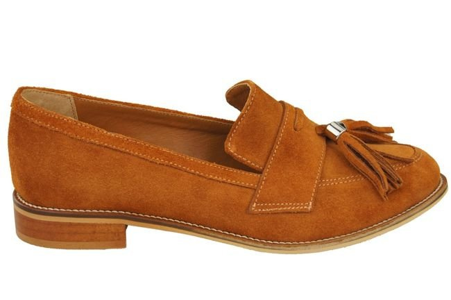 Schuhe Damen Mokassins Naturveloursleder Rot 134 ElitaBut
