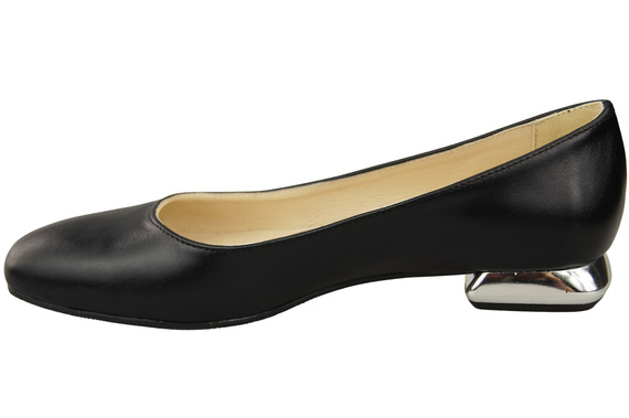 Flache Frauen Schuhe Schwarz Dekorative Ferse Naturleder 209 ElitaBut