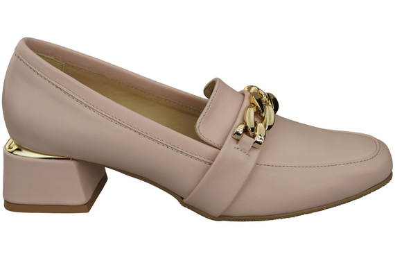 Damenschuhe mit Zierkette Pumps Mokassins Naturleder 193 Puderrosa ElitaBut