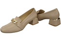 Damenschuhe mit Zierkette Pumps Mokassins Naturleder 193 Cappuccino Bright ElitaBut