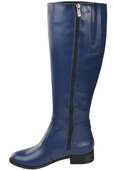 Damen-Lederstiefel Marineblau Gefüttert Offiziersstiefel, Flach 225 ElitaBut