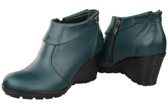 Damenschuhe Keilstiefel, Naturleder, Malachit 739 ElitaBut