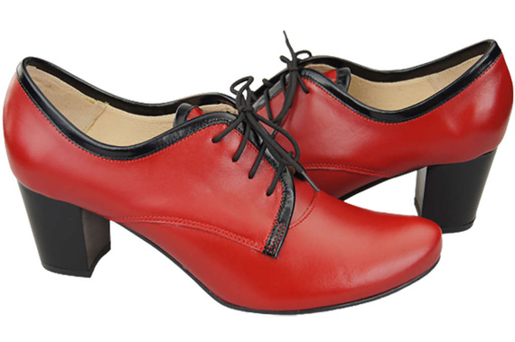 Schuhe Damenschuhe, Schnürschuhe, Naturleder, Rot 758 ElitaBut