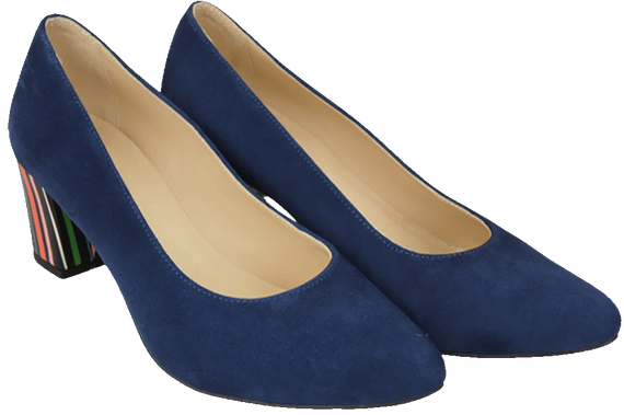 Damenschuhe Pumps Marineblaues natürliches Wildleder mit dekorativem Absatz 158 von ElitaBut