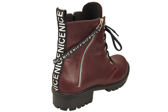 Schuhe Damen-Stiefeletten mit der Aufschrift NICE, Naturleder, Burgunderrot 173 L ElitaBut