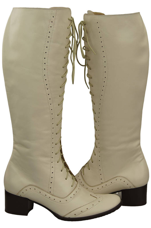 Damenschuhe Schnürstiefel, Naturleder, Beige 595 ElitaBut