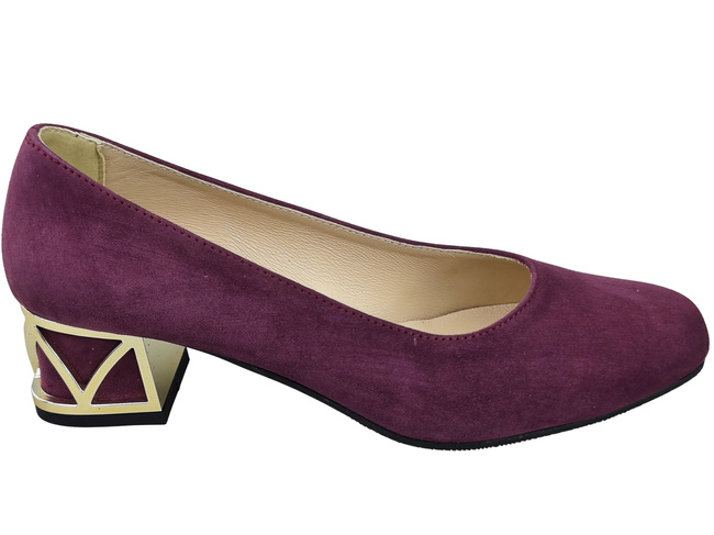 Bequeme Damenschuhe Burgund Pumps mit dekorativem Absatz Natürliches Wildleder 219 von ElitaBut