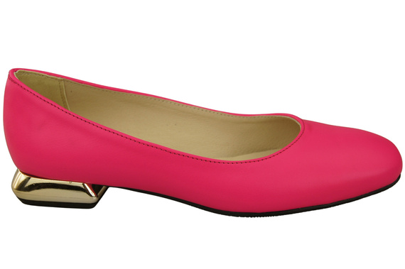 Flache Frauen Schuhe Neon Rosa Dekorative Ferse Naturleder 209 ElitaBut