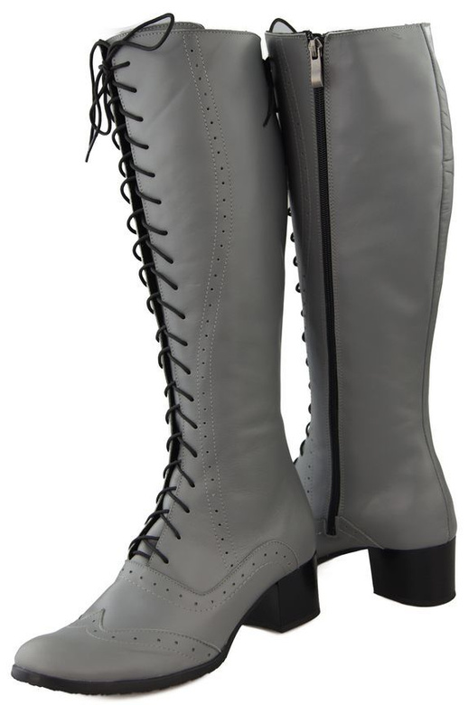 Damenschuhe Schnürstiefel, Naturleder, Grau 595 ElitaBut