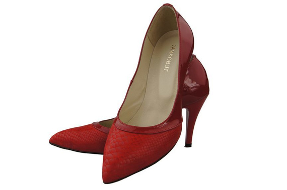Damenschuhe Pumps mit Schuppenmotiv, Naturleder, Rot 951 ElitaBut