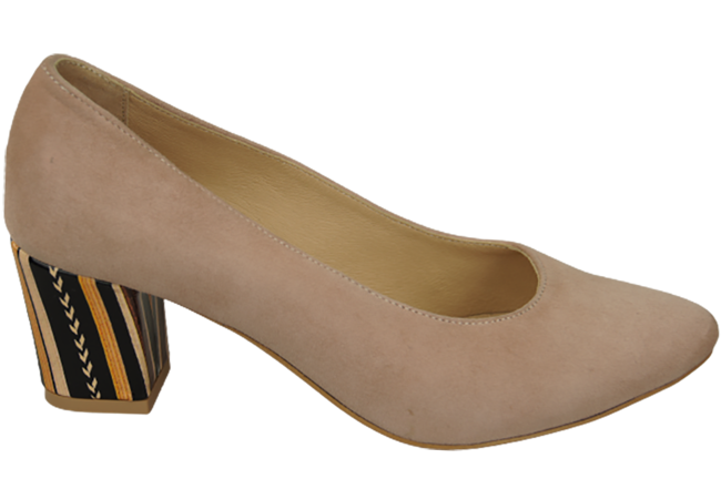 Damenschuhe Pumps Rosa Natürliches Wildleder Dekorativer Absatz 158 von ElitaBut