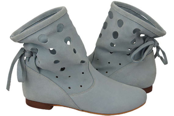 Schuhe Damen-Stiefeletten, natürliches Veloursleder, Blau 160 ElitaBut