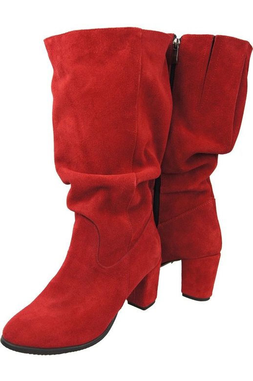 Schuhe Damenstiefel, Naturleder, Velour 141 Red ElitaBut
