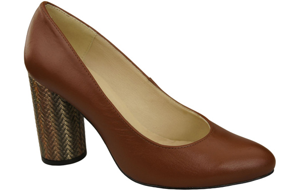 Damenschuhe Pumps Braun Naturleder Bunter Zierabsatz 194 ElitaBut