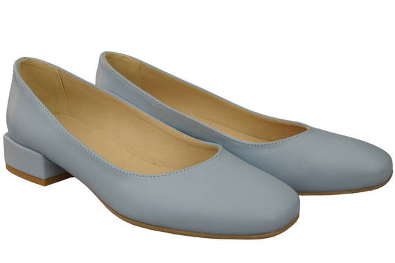 Bequeme Frauen Schuhe Hellblau Flats Natural Leder 204 ElitaBut