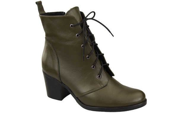 Damen Winter-Schnürstiefel, Naturleder, Olive 188, von ElitaBut