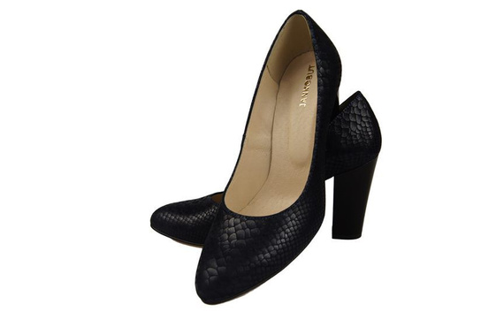 Damenschuhe Pumps, Naturleder, Schuppenmotiv, Schwarz 926 ElitaBut