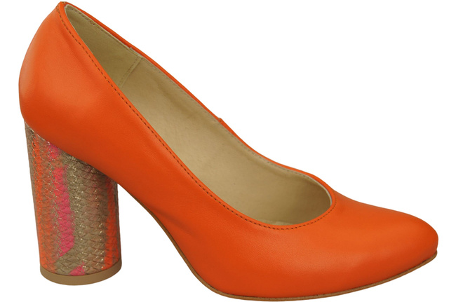 Damenschuhe Pumps Orange Naturleder Bunter Zierabsatz 194 ElitaBut