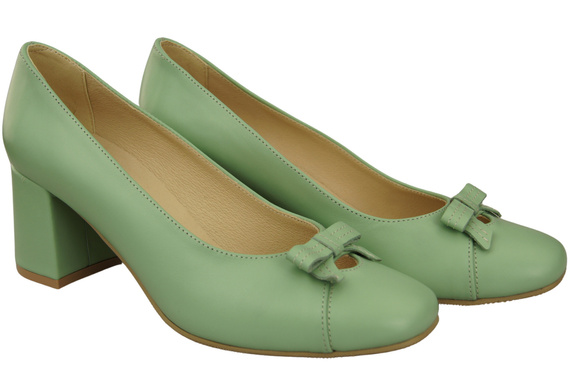 Damen Pumps mit Schleife Minze Naturleder und niedrigem Absatz 203 ElitaBut