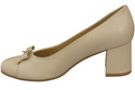 Damen Pumps mit Schleife Beige Naturleder und niedrigem Absatz 203 ElitaBut