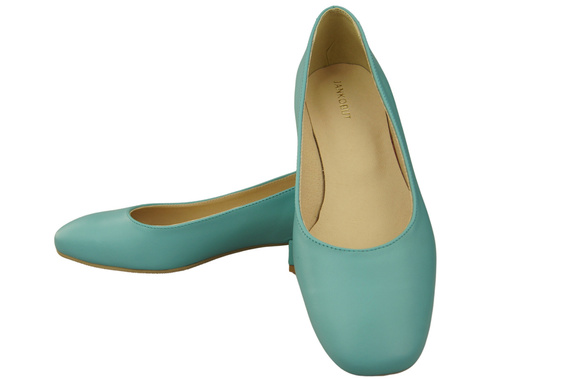 Bequeme Frauen Schuhe Türkis Flats Natural Leder 204 ElitaBut