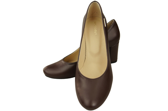 Klassische Damen Schokolade Leder Mandel Nase Pumps 201 ElitaBut