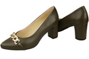 Klassische Frauen Oliv Naturleder Schuhe mit Gold Ornament Kette 200 ElitaBut