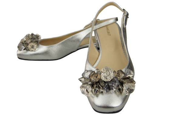 Damen Schuhe Silber Sandalen mit Kristallen Naturleder 215 ElitaBut