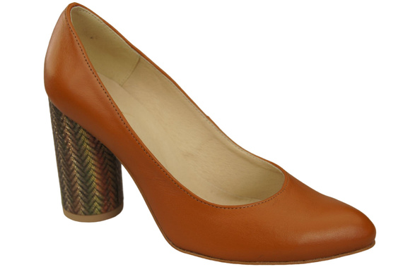 Damenschuhe Pumps Rot Naturleder Bunter Zierabsatz 194 ElitaBut