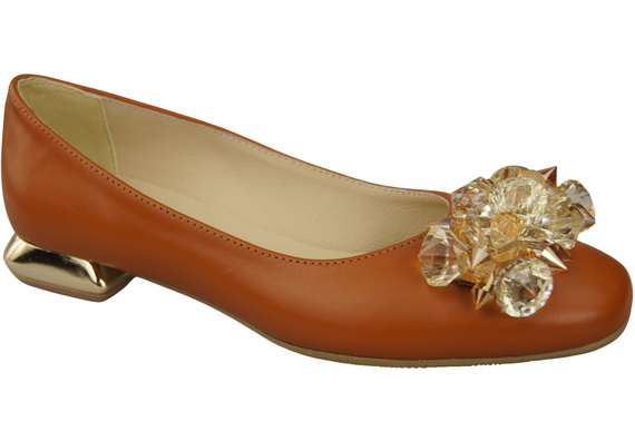 Damen Rotes Pumps mit Kristallen flach Naturleder 216 ElitaBut