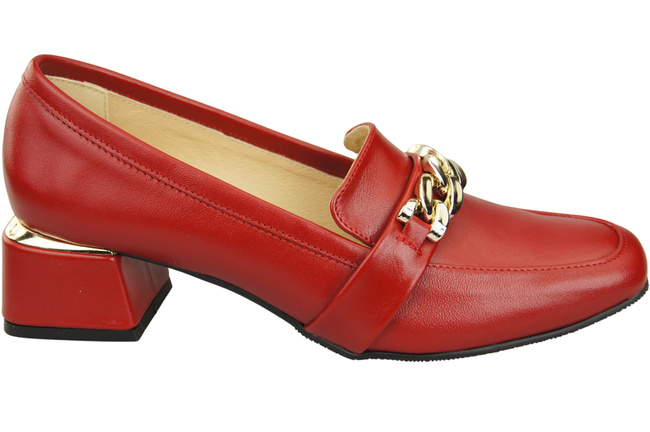 Damenschuhe mit Zierkette Pumps Mokassins Naturleder 193 Rot ElitaBut