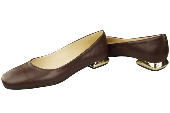 Flache Frauen Schuhe Schokolade Dekorative Ferse Naturleder 209 ElitaBut